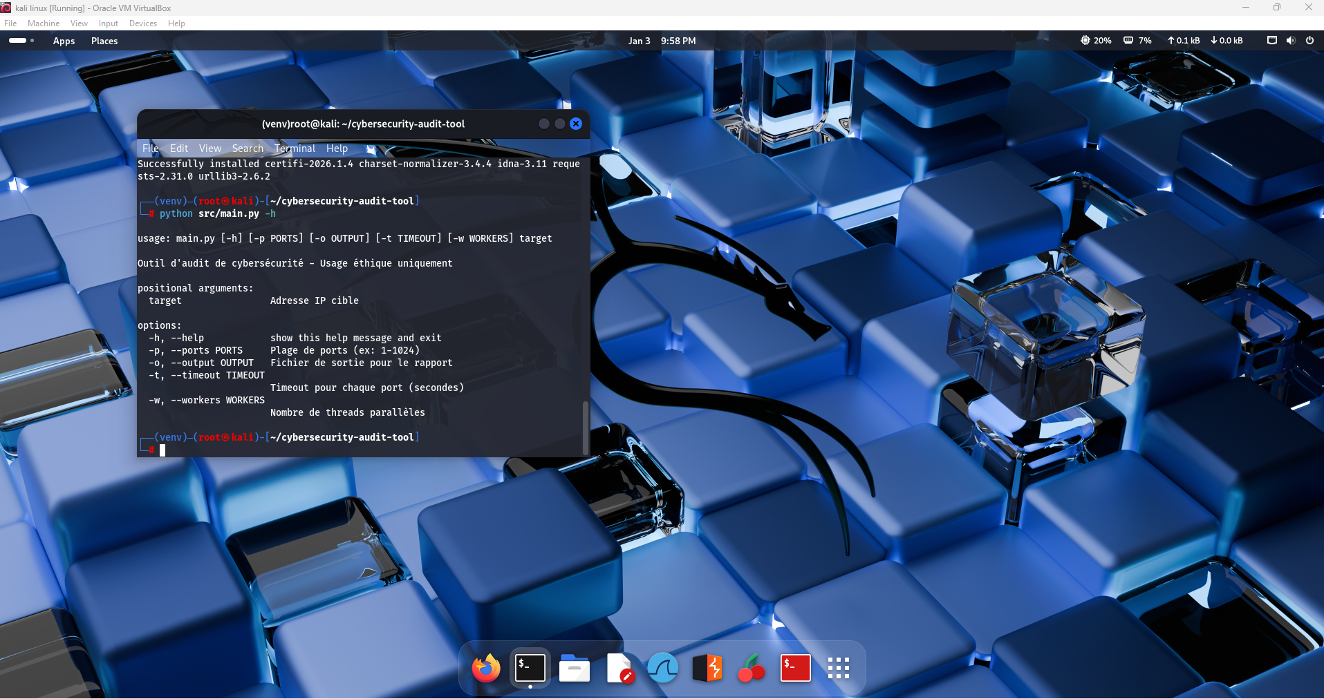 Command-line help menu