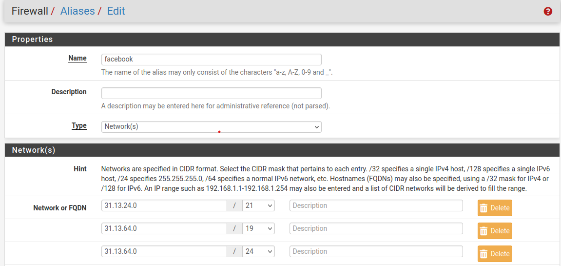 pfSense alias-based IP group for aggregate blocking