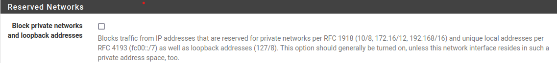 pfSense block private network ranges on WAN