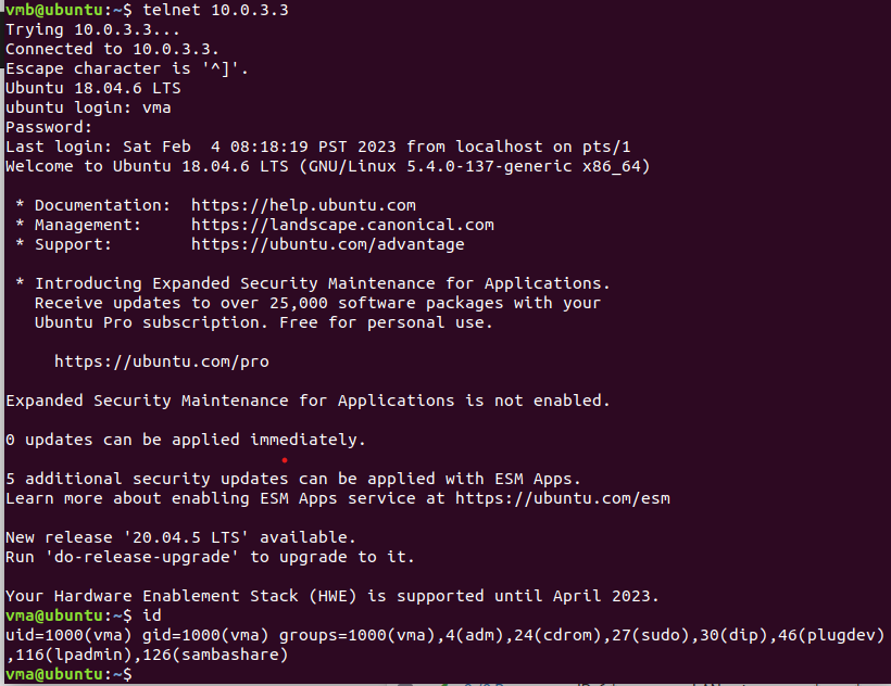 Telnet connection refused by firewall rule