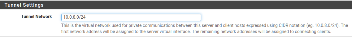 pfSense OpenVPN tunnel network configuration